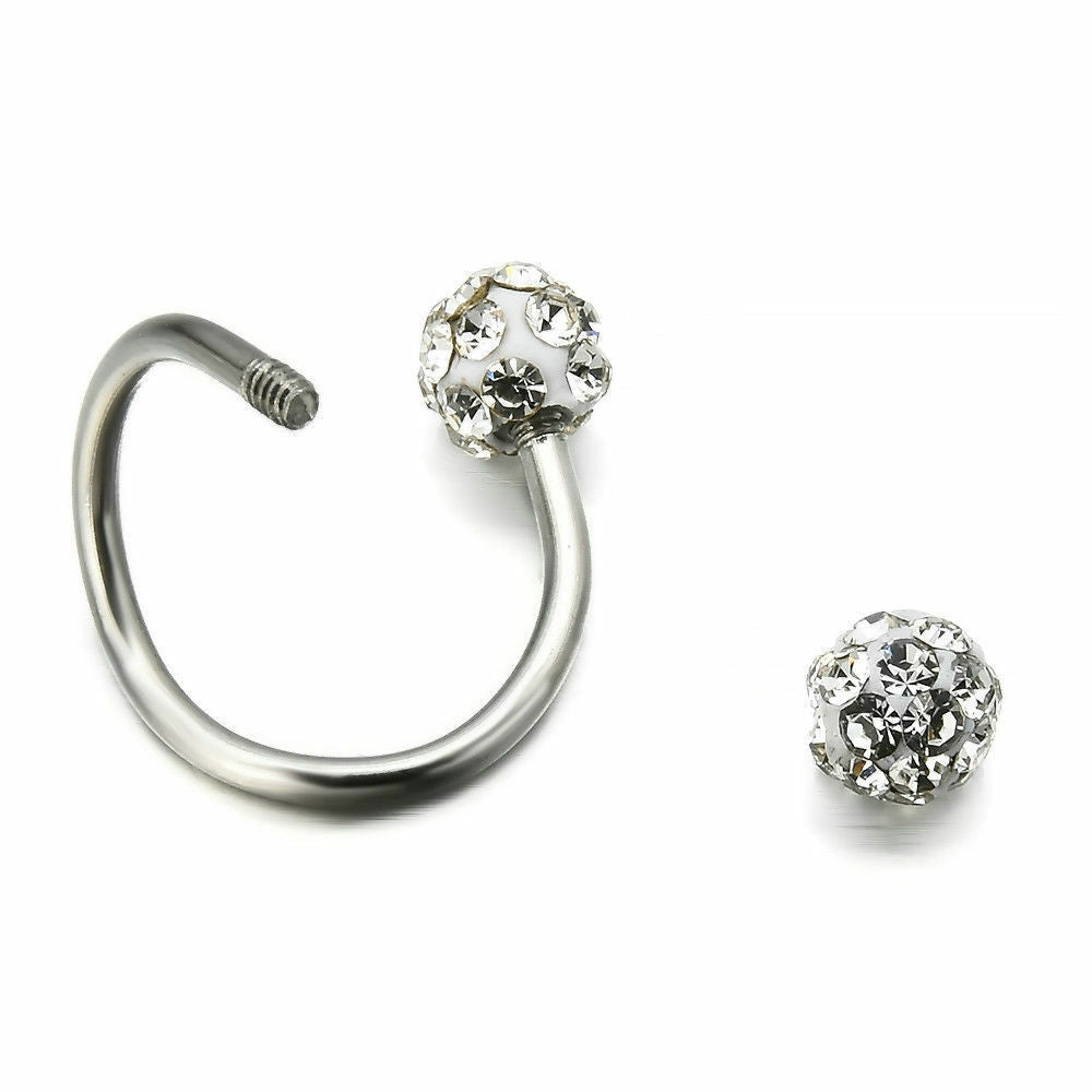 1PC Crystal Stainless Steel Twist Ear Helix Cartilage Earring Stud Piercing New