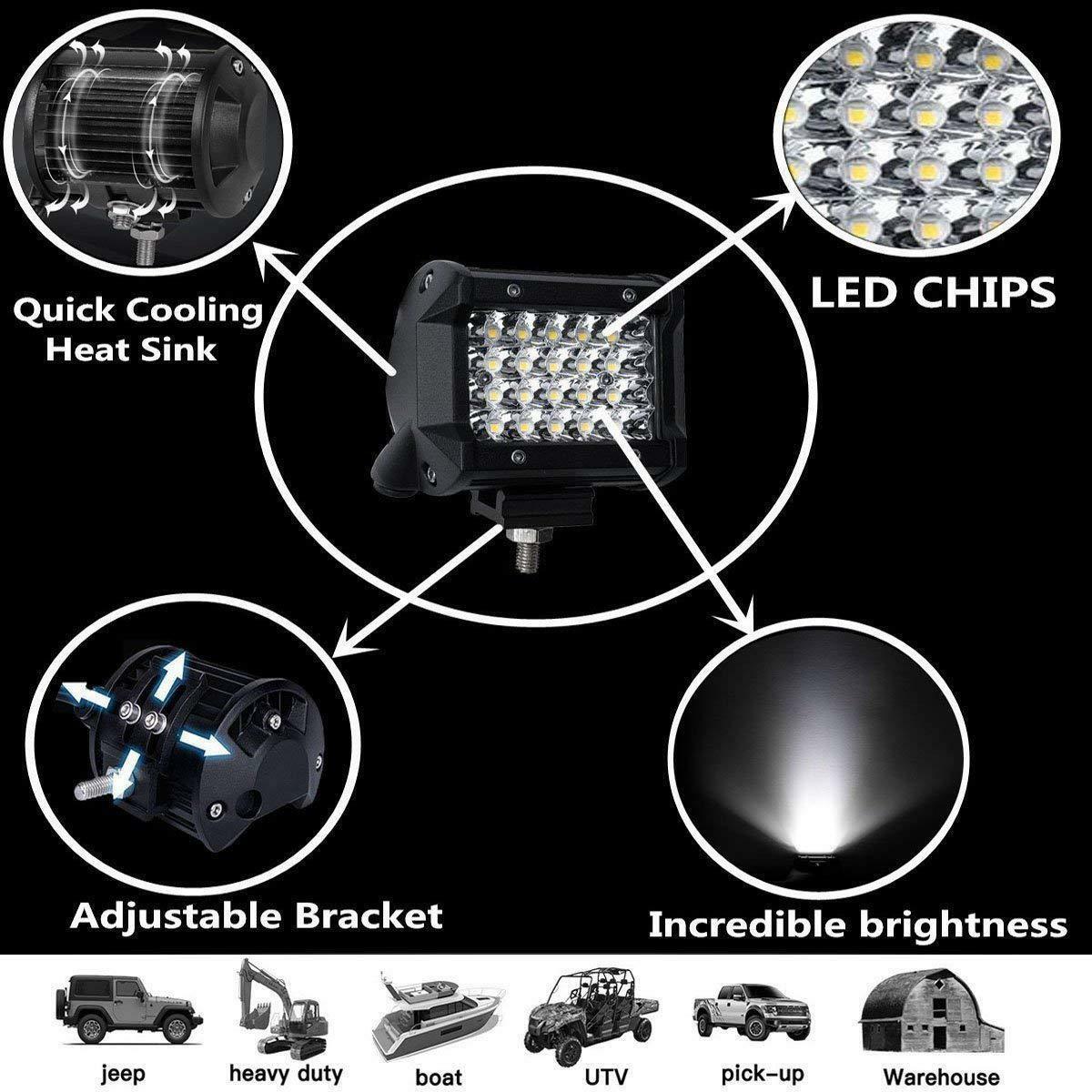 4" 200W LED Work Light SPOT Lights For Truck Off Road Tractor 12V/24V Square