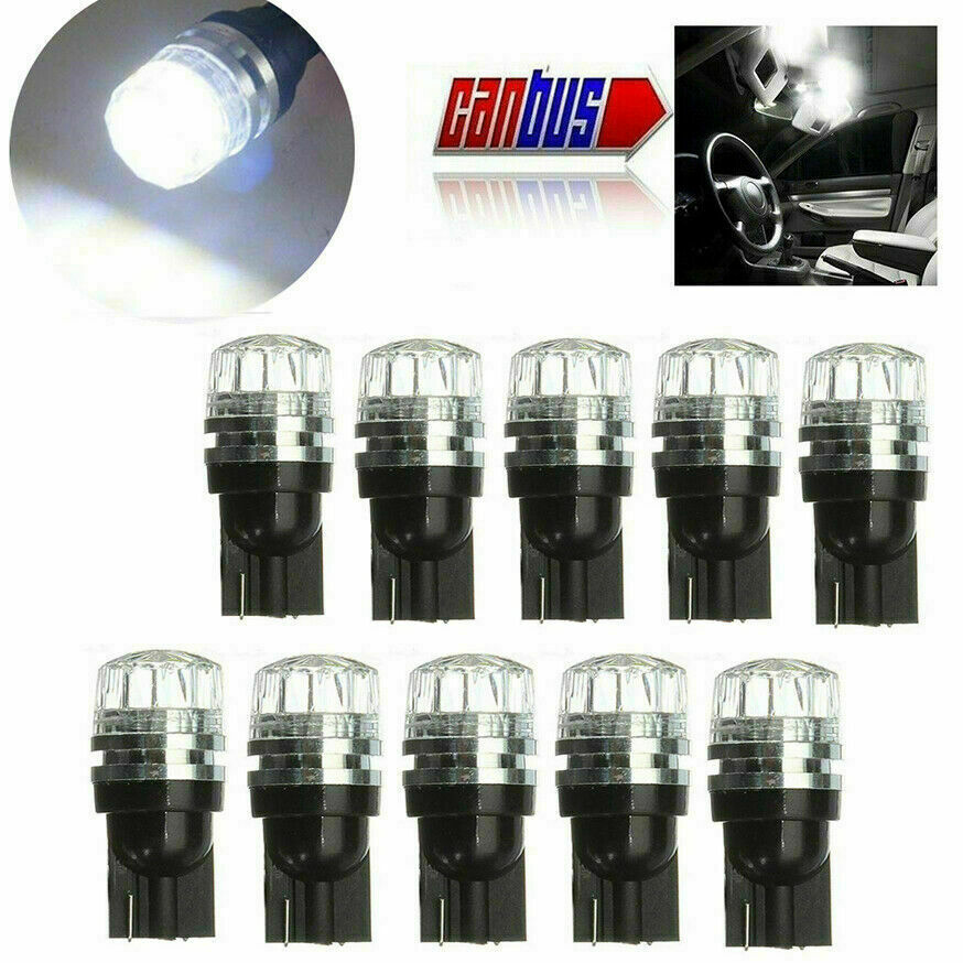 10Pcs T10 194 168 W5W COB LED License Plate Interior Light Bulbs 6000K White