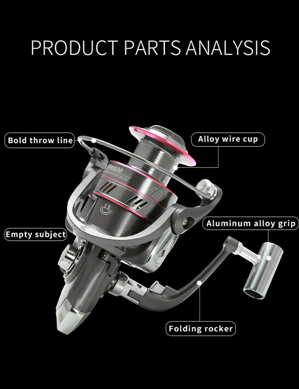 13 Axis Full Metal Wire Cup Fishing Reel Spinning Wheel Fishing Gear YO-7000