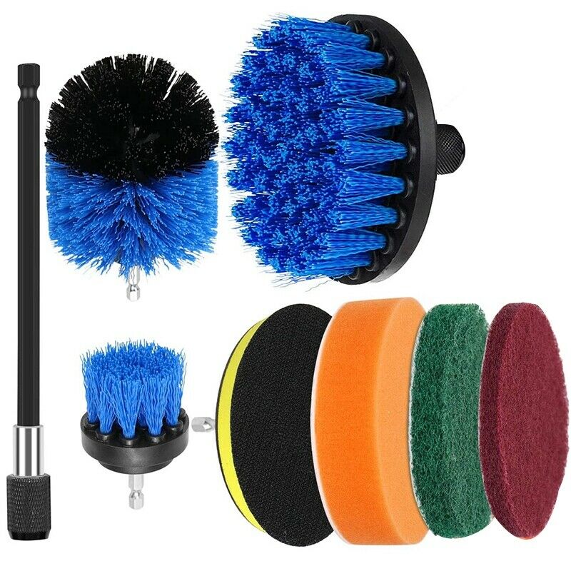 8Pcs Drill Brushes Attachment Kit with Scou Pad Polishing Sponge Power ScrubbeW6