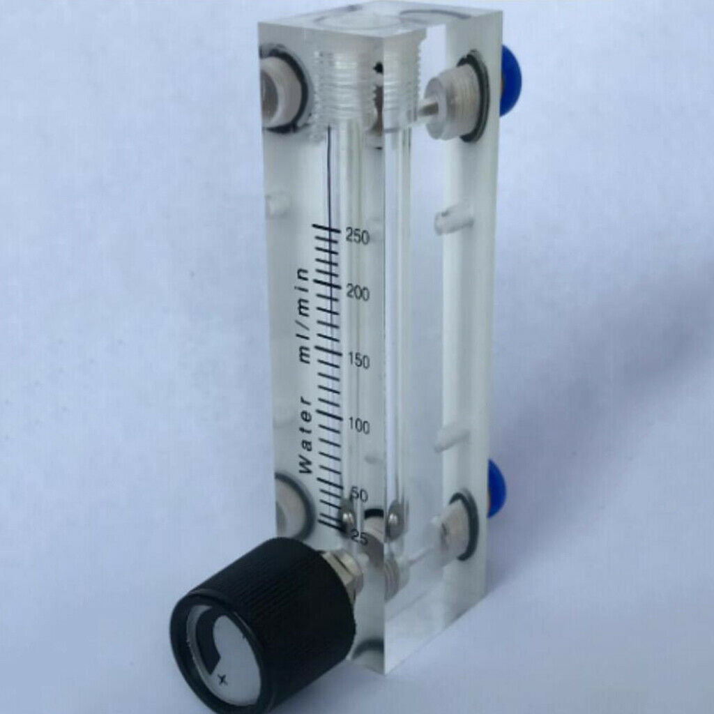 Glass Rotor Flow Meter 25-250ml Flow Range w/ Valve Home Measurement Tool