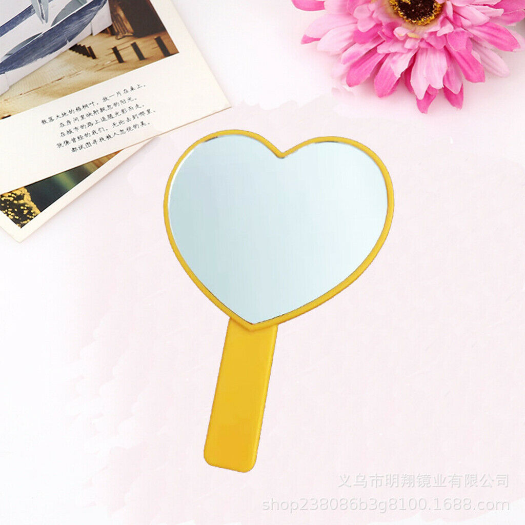 Cute Heart Shaped Mirror Beauty Single Side Look Adorable Design Yellow