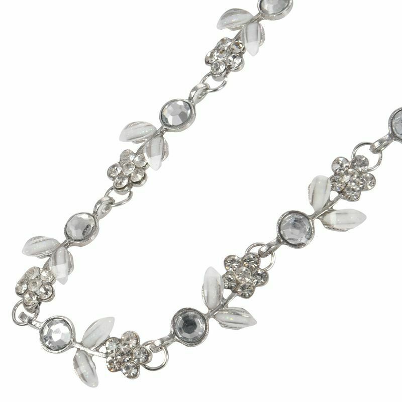 Hair Headband Elegant Elastic Headband with Rhinestones Flowers for Women - SiX4