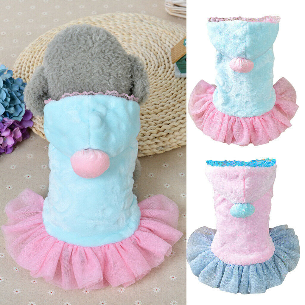 Pet Dog Fashion Velvet Dress Skirt Holiday Party Costume Clothes Blue XL