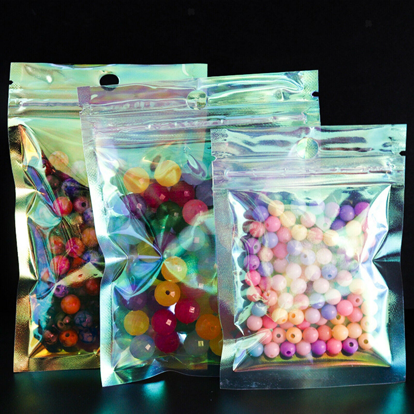 100 Pcs Iridescent  Bag Food Container Jewelry Packing Sampling