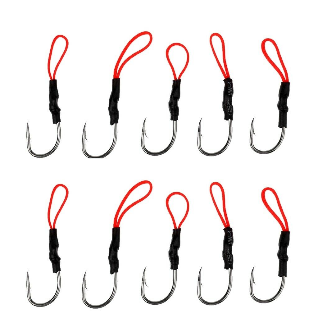 10Pcs Hooks Assist Hooks Fishing Jigging Carbon Steel PE Line Fisherman Hook