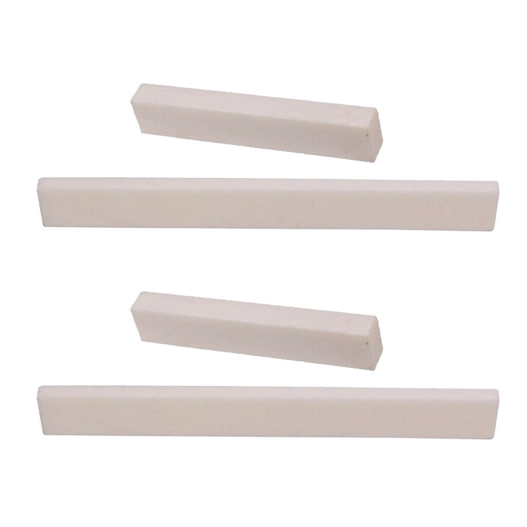 Pack of 4 Bone Blank Nut Birdge Saddle for Electric Bass Ukulele Banjo Accs
