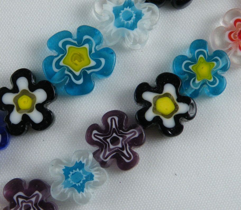 30pcs Glass Mixed Beautiful Flower Spacers 11-12mm p455