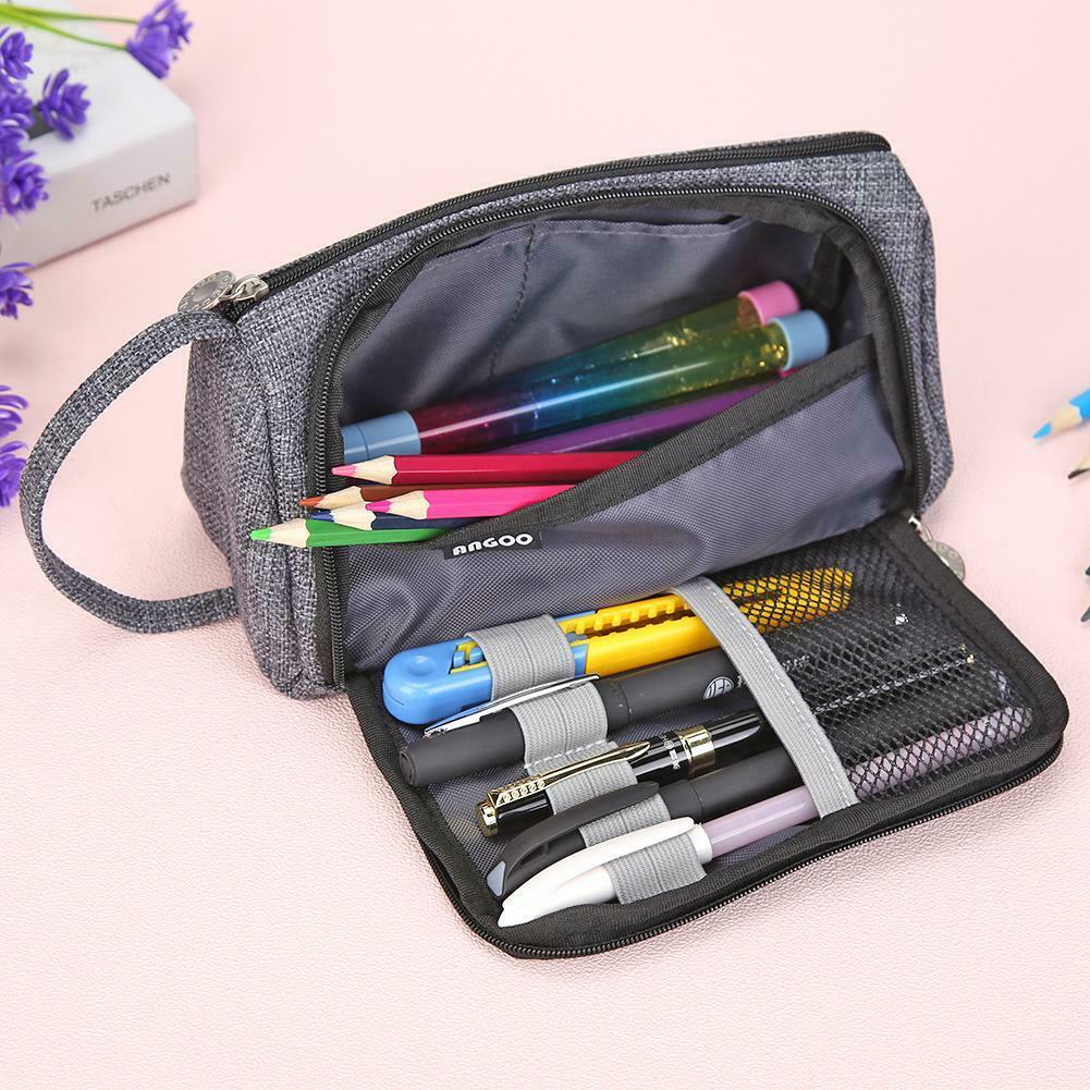 Simple Canvas Candy Colored Large Capacity Stationery Bag Cosmetic Package @