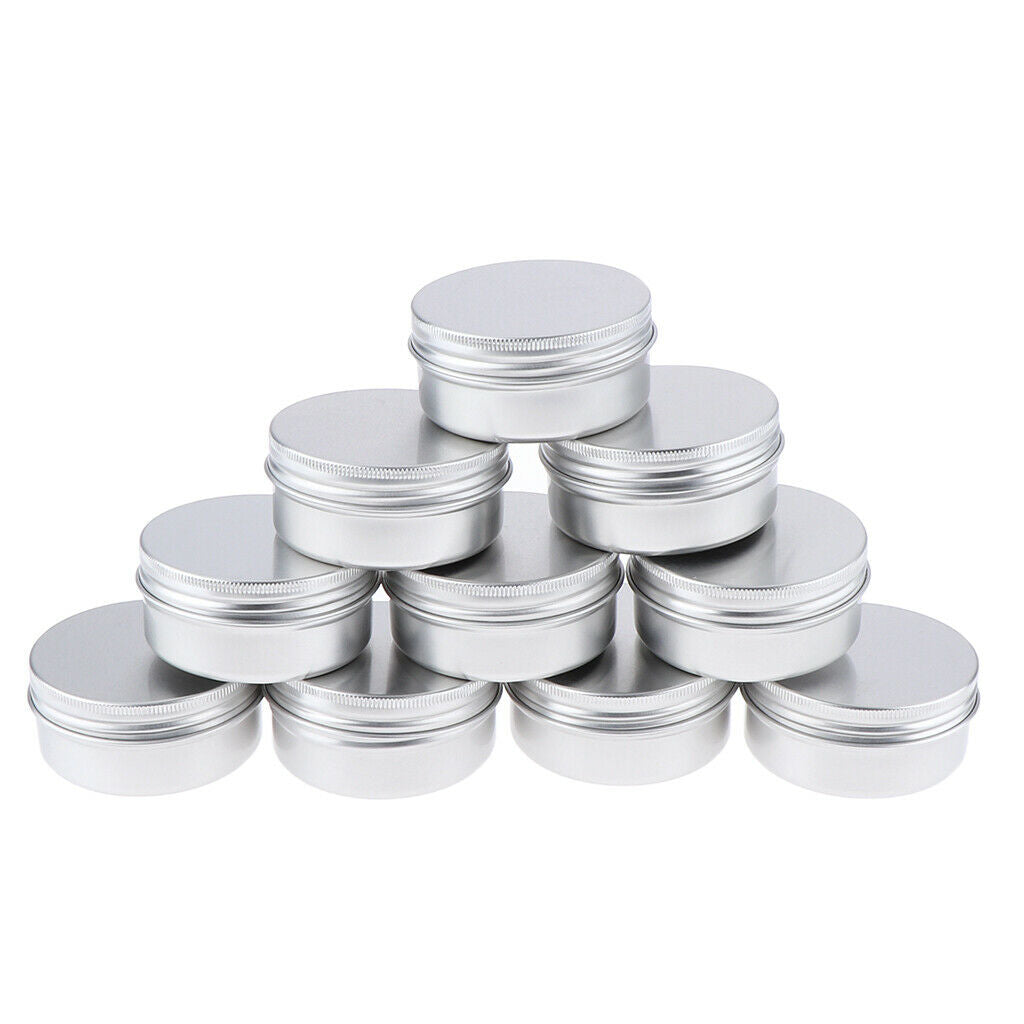 10x 50ml Aluminum Tin Jars Cosmetic Empty Screw Lid Containers Lip Balm Cans