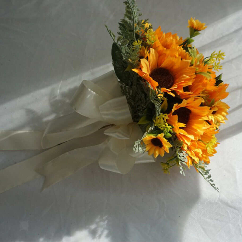 Artificial Sunflower Bouquet Wedding Bridal Holding Flowers Party Office