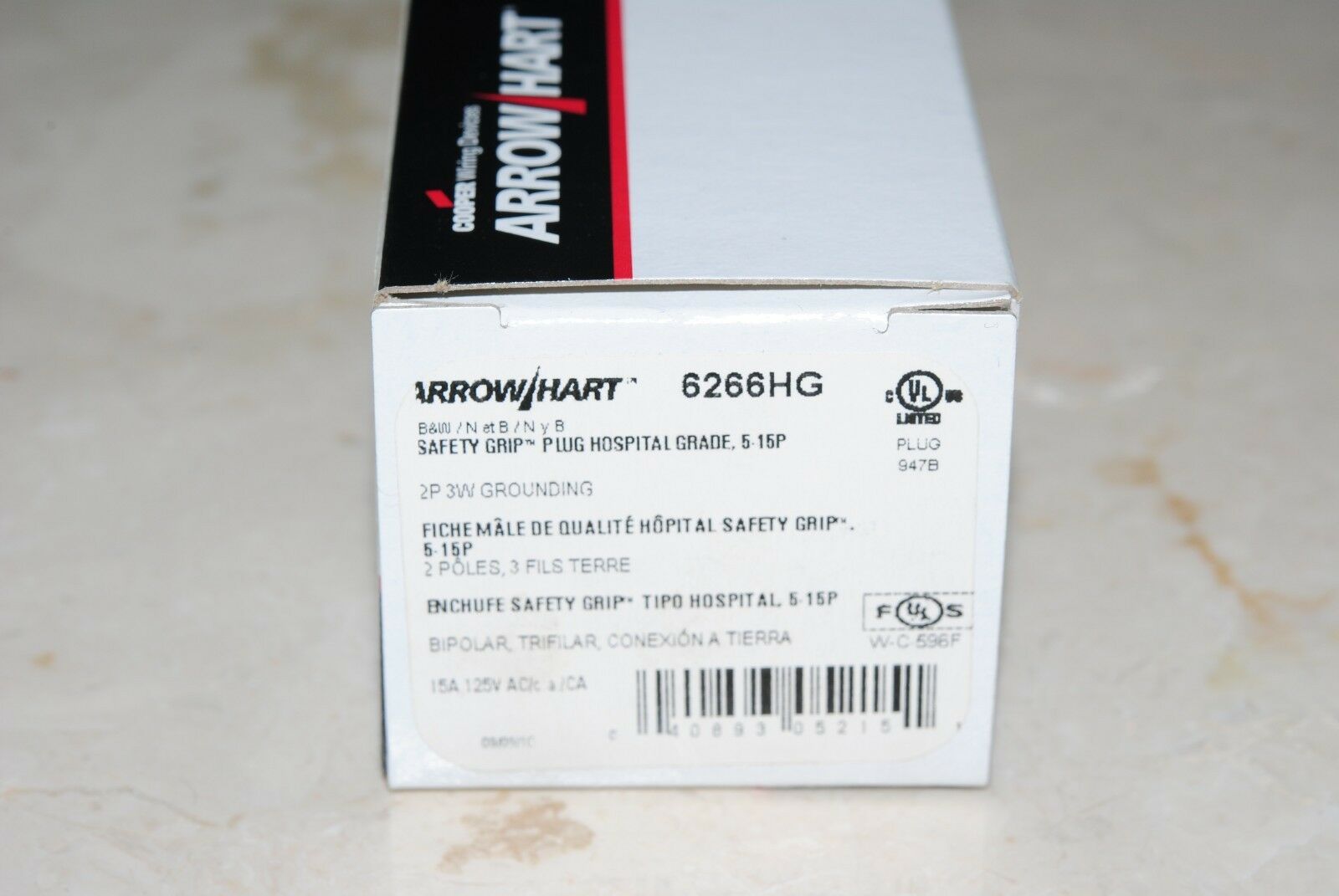 1pcs-COOPER 6266HG 15A 125V NEMA5-15P Hospital Grade Straight Nylon Plug