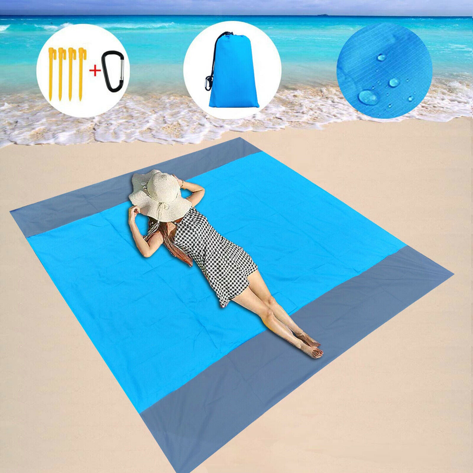 210x200cm Beach Blanket Waterproof Durable Folding Outdoor Picnic Mat Travel