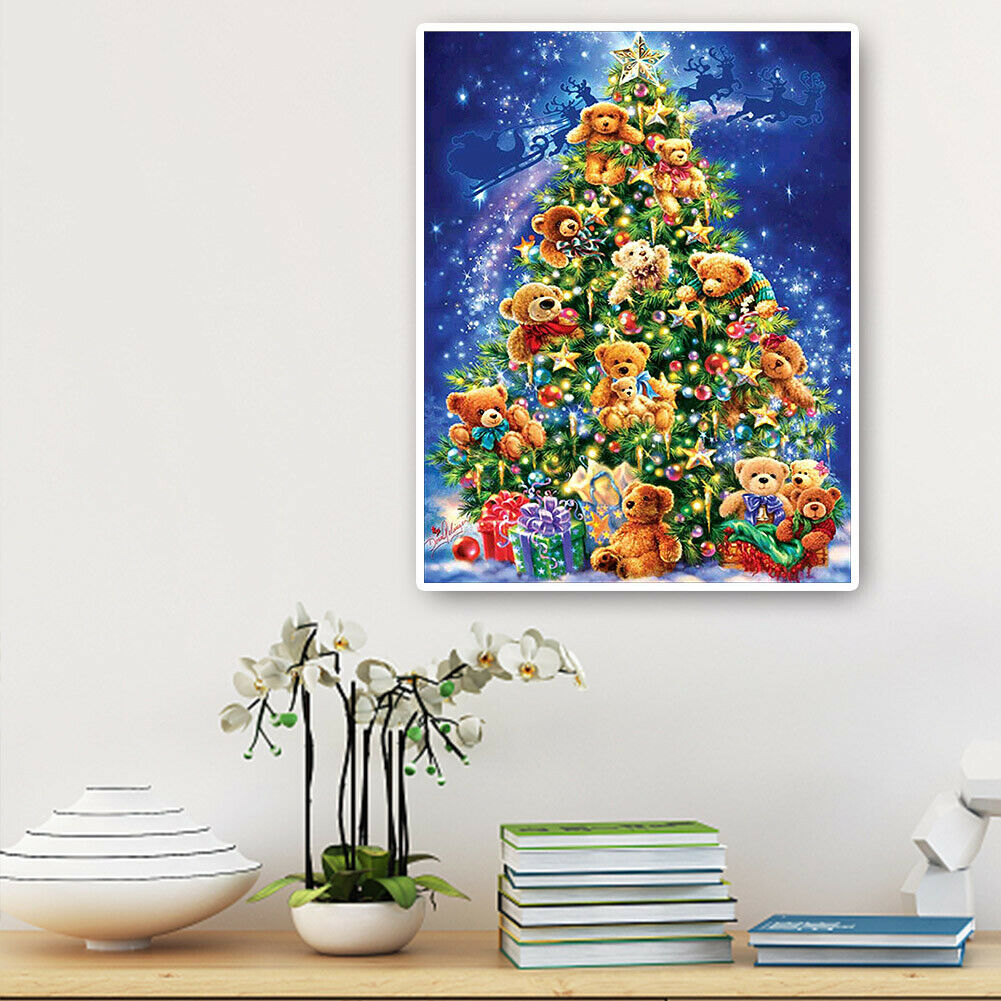 5D Full Drill Round Diamond Painting Christmas Tree Cross Stitch Home Decor @
