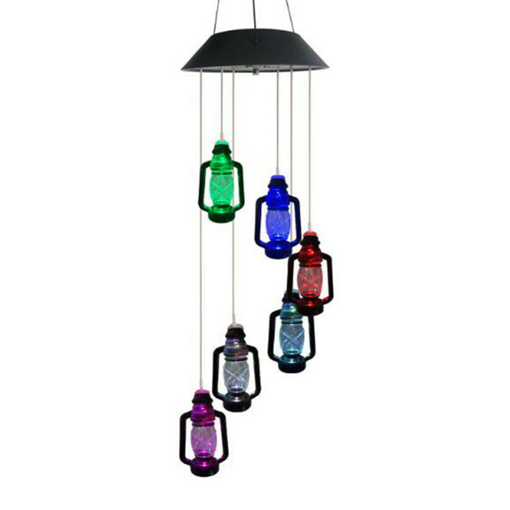 Solar Powered Colour Changing Led Wind Chimes Garden Pathway Decor Gift