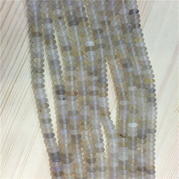 1 Strand/80Pcs 8x5mm Natural White Agate Rondelle Abacus Loose Beads 15.5" HH558