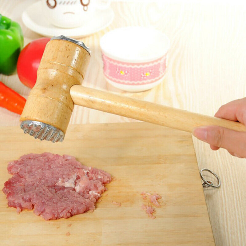 Wooden Double-sided Meat Hammer Meat Tender Hammers Steak Tools Pork Chop Ham BD