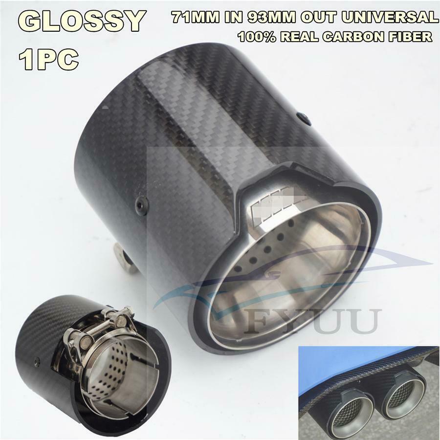 Exhaust Muffler Tip Gloss Carbon Fiber 1x Universal 70mm / 90mm Black for BMW