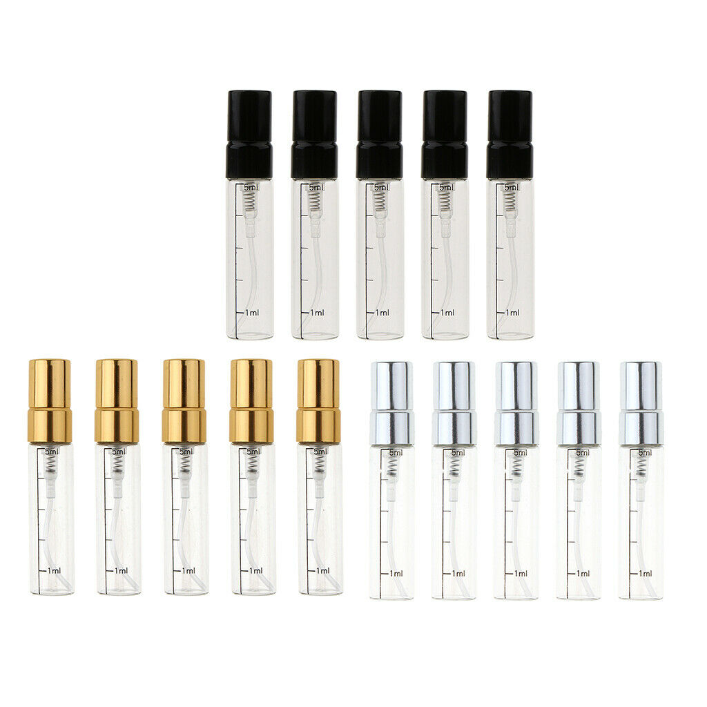15Pcs/set Empty 5ml Refillable Perfume Bottles Pump Spray Tube Glass Vials
