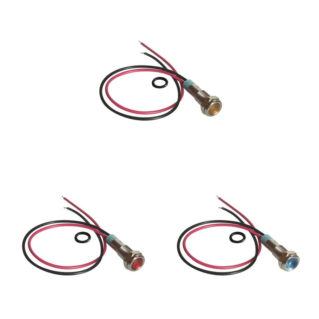 3x 6mm LED Metal Dash Pilot Indicator Light Waterproof Car Truck Boat Marine