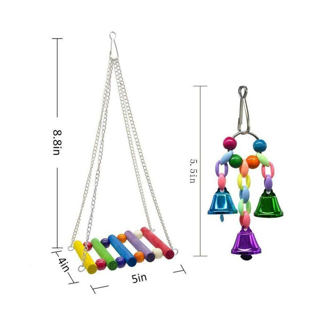 8 Pieces Perfect Hanging Chew Toys, Colorful Parrot Chewing Toys with A Bell