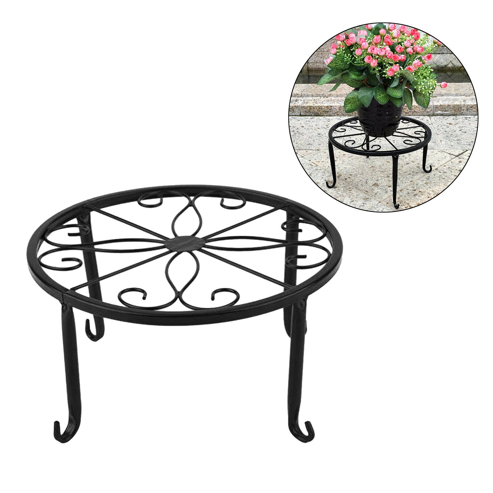Flower Pot Stand Iron Low Flower Shelf Indoor Outdoor Rustproof for Home