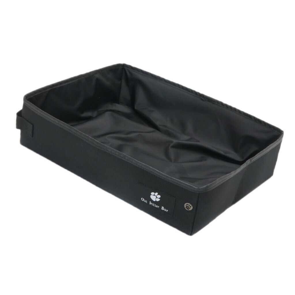 Pet Cat Litter Waterproof Box Kitty Toilet Seat Collapsible Toilet Black S
