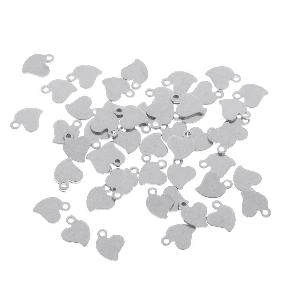 50 Pieces Stainless Steel Pendant For Necklace DIY Jewelry Making Heart