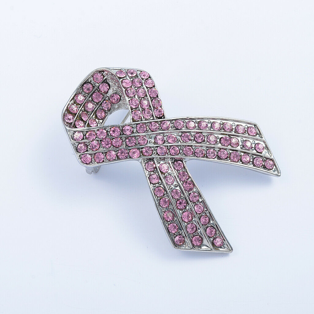 Bow Knot Style Pink Crystal Ribbon Brooch Pin Women/Men Corsage Jewelry Gift
