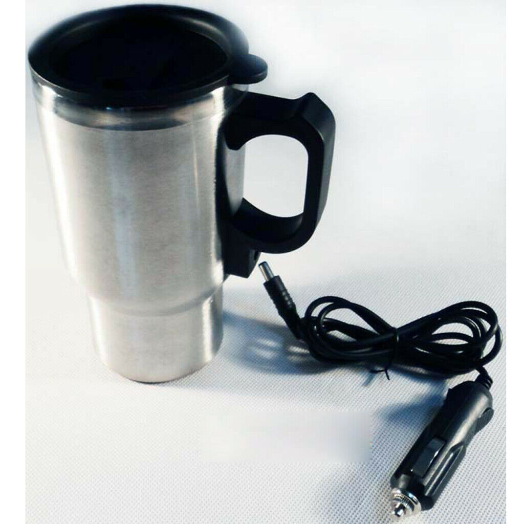12V Car Water Heater Stainless Steel Mug Drink Holder Electric Travel Mug 8.5 ×