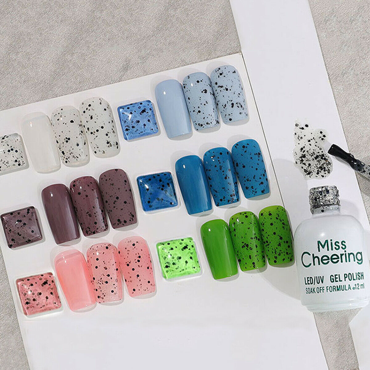 12ml Egg Shell Nail Art UV Gel Polish Clear Base Black Spot Effect Hybrid Cute
