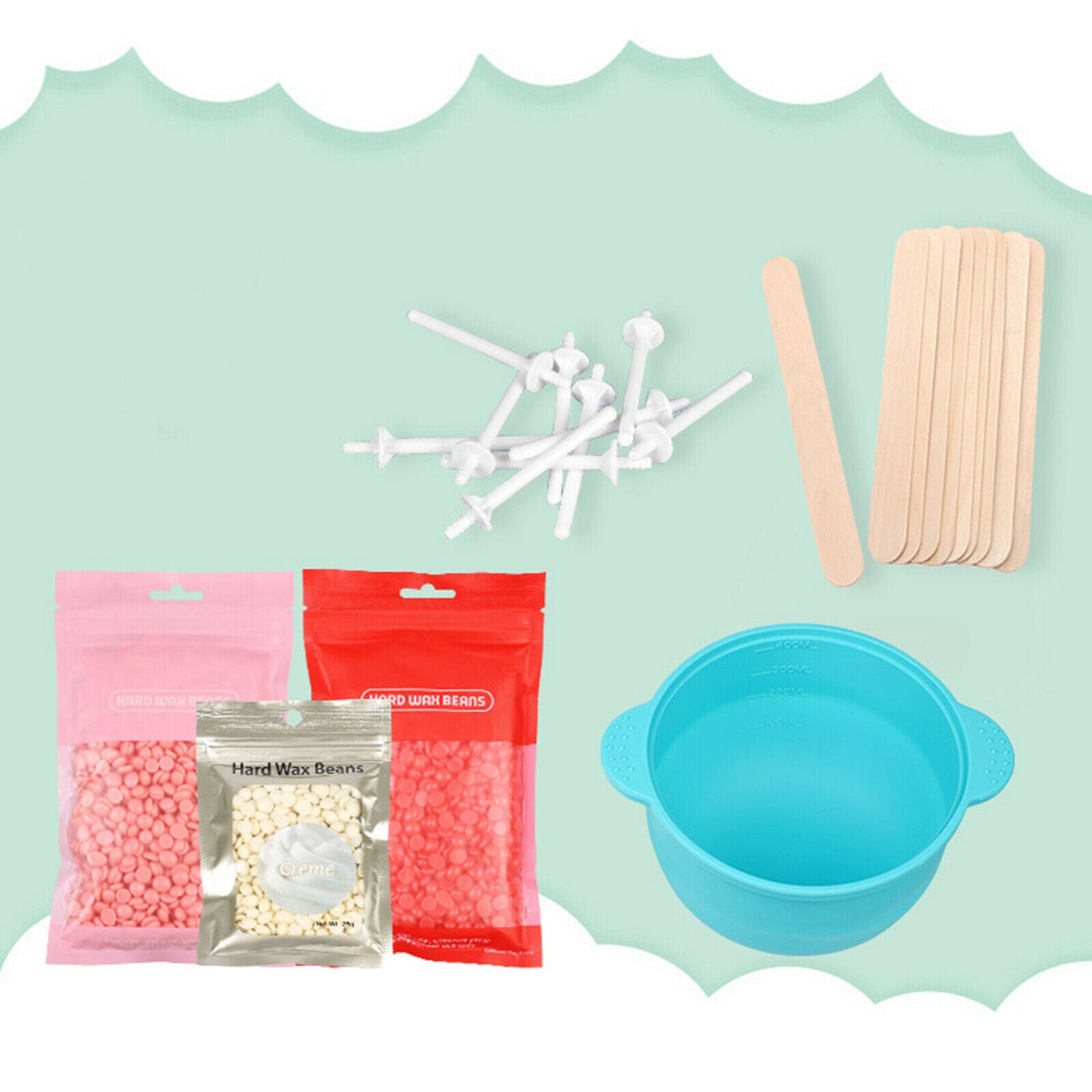 Silicone Bowl Depilatory Hard Wax Set Facial Reusable Warmer Bowls