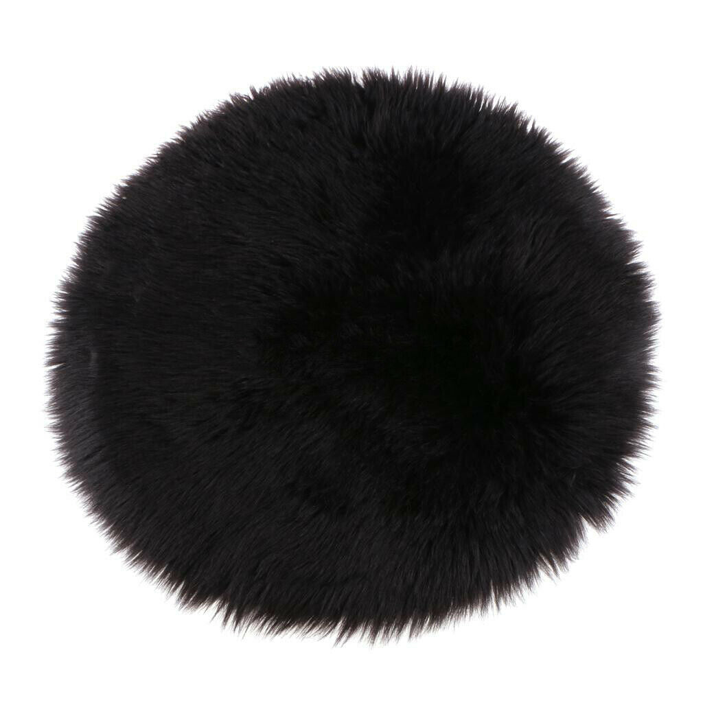 Black Soft Indoor Smooth Faux Fur Small Rugs Anti-Skid Shaggy Area Rug Mat