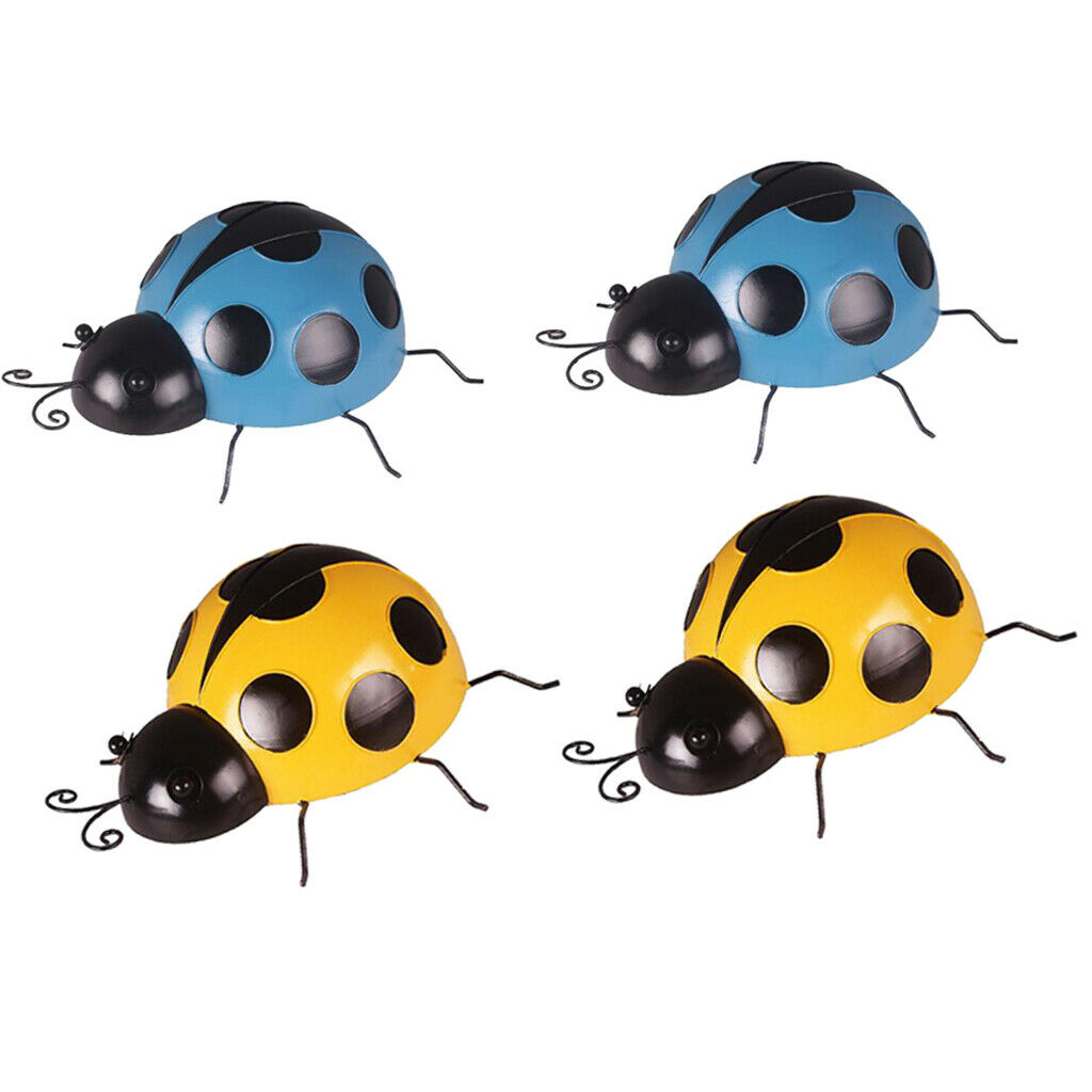 2/Pack Iron Ladybug Metal Animal Hanging Wall Art Crafts Hanging Indoor Outdoor