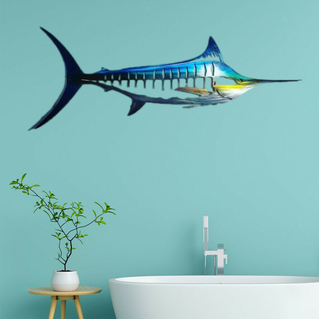 2x Coastal Metal Shark Wall Decor Outdoor Hanging Sculpture Bedroom Fence