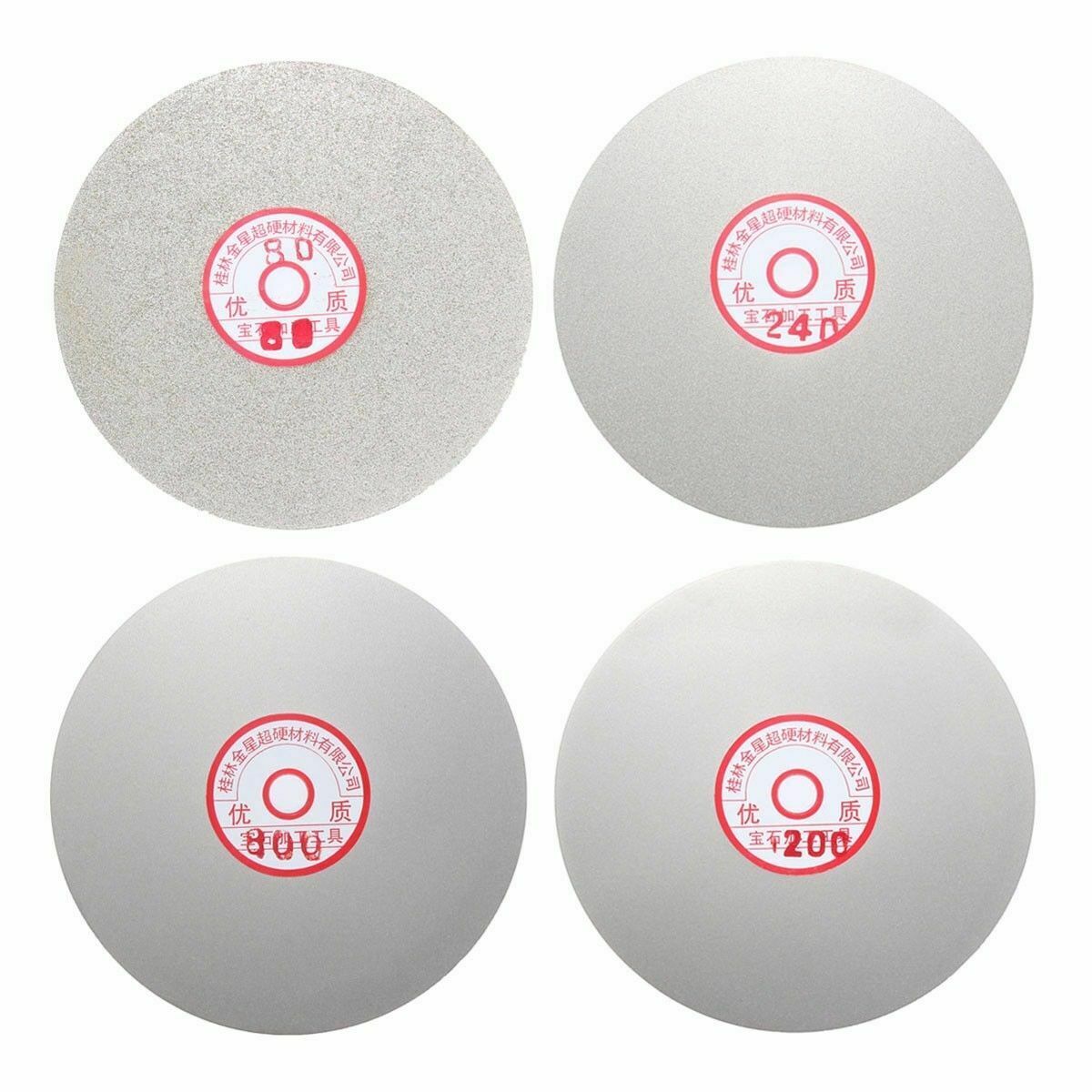 4PCS 6'' Diamond Coated Grinding Disc Tool Flat Lap Wheel 600 800 1200 3000 Grit