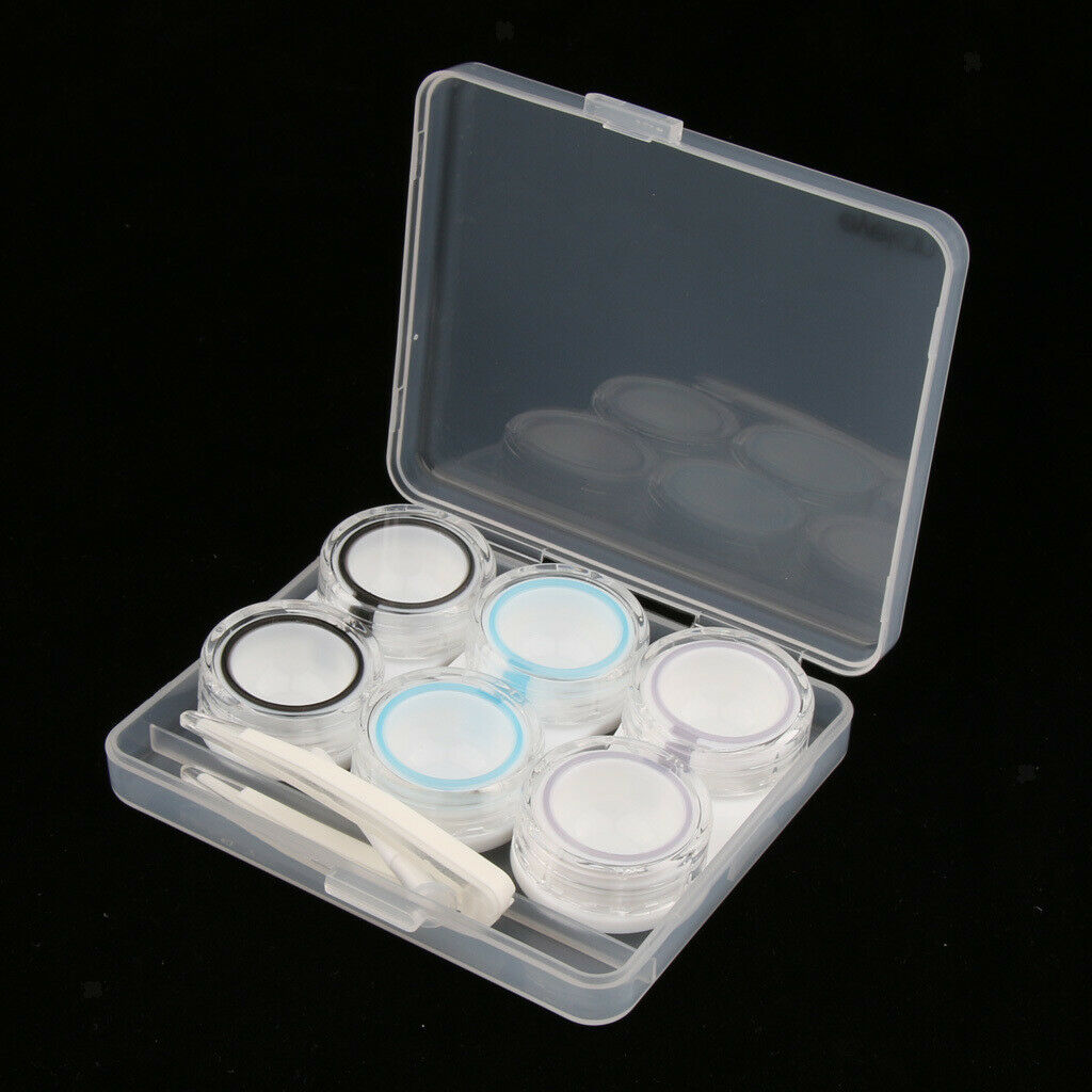 3 Pairs Contact Lens Boxes Travel Soaking Storage Case with Tweezers Kit