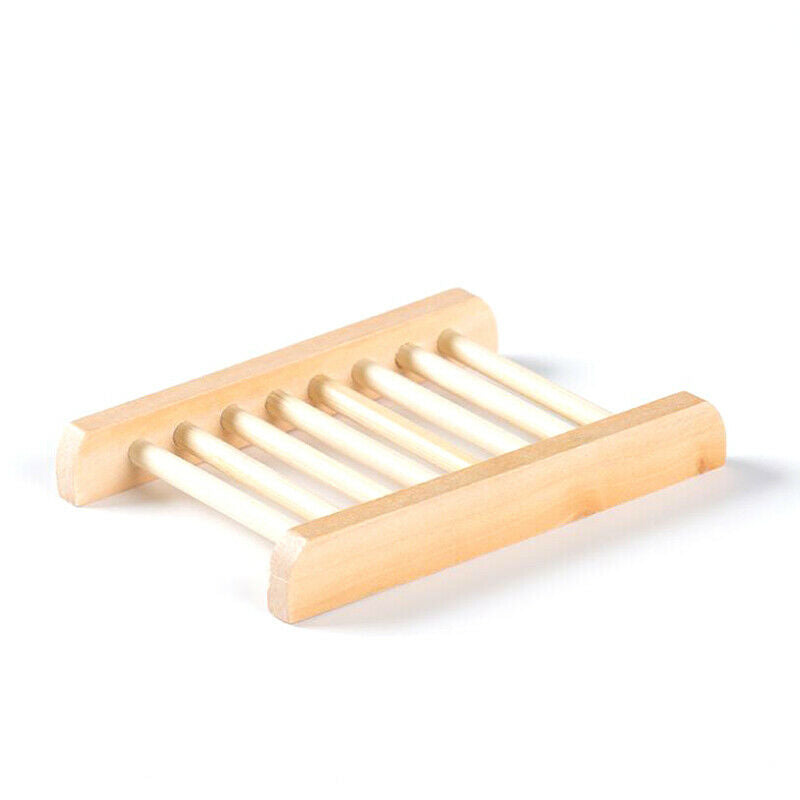Natural Wood Bamboo Soap Drainer Dishes Tray Soap Dry Holder Storage Rack.l8