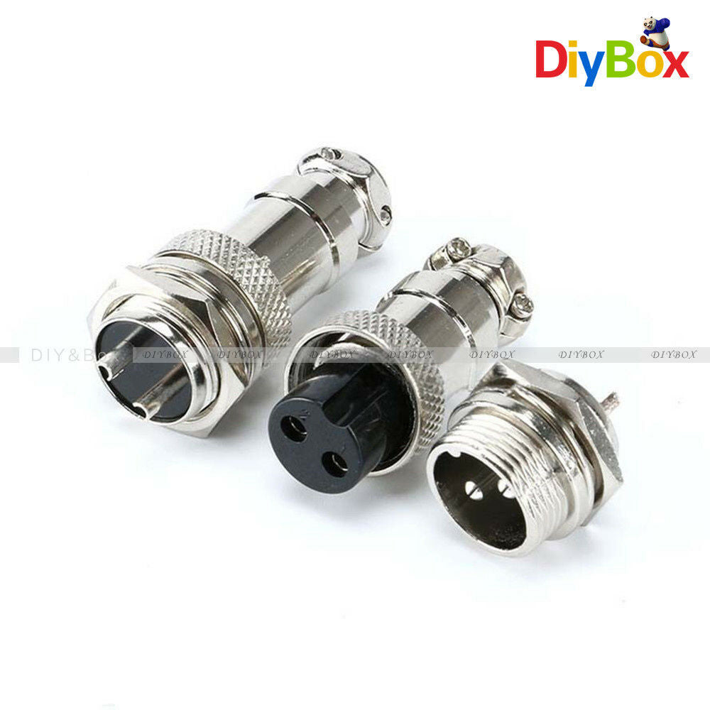 Aviation Plug 2-Pin 16mm GX16-2 Male and Female Panel Metal Connector