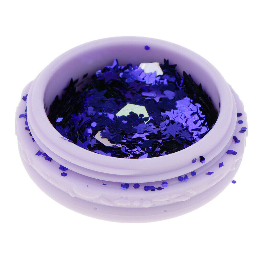 2x Chunky Cosmetic Glitter Shimmer Holographic Body Glitter Powder Sequins Blue