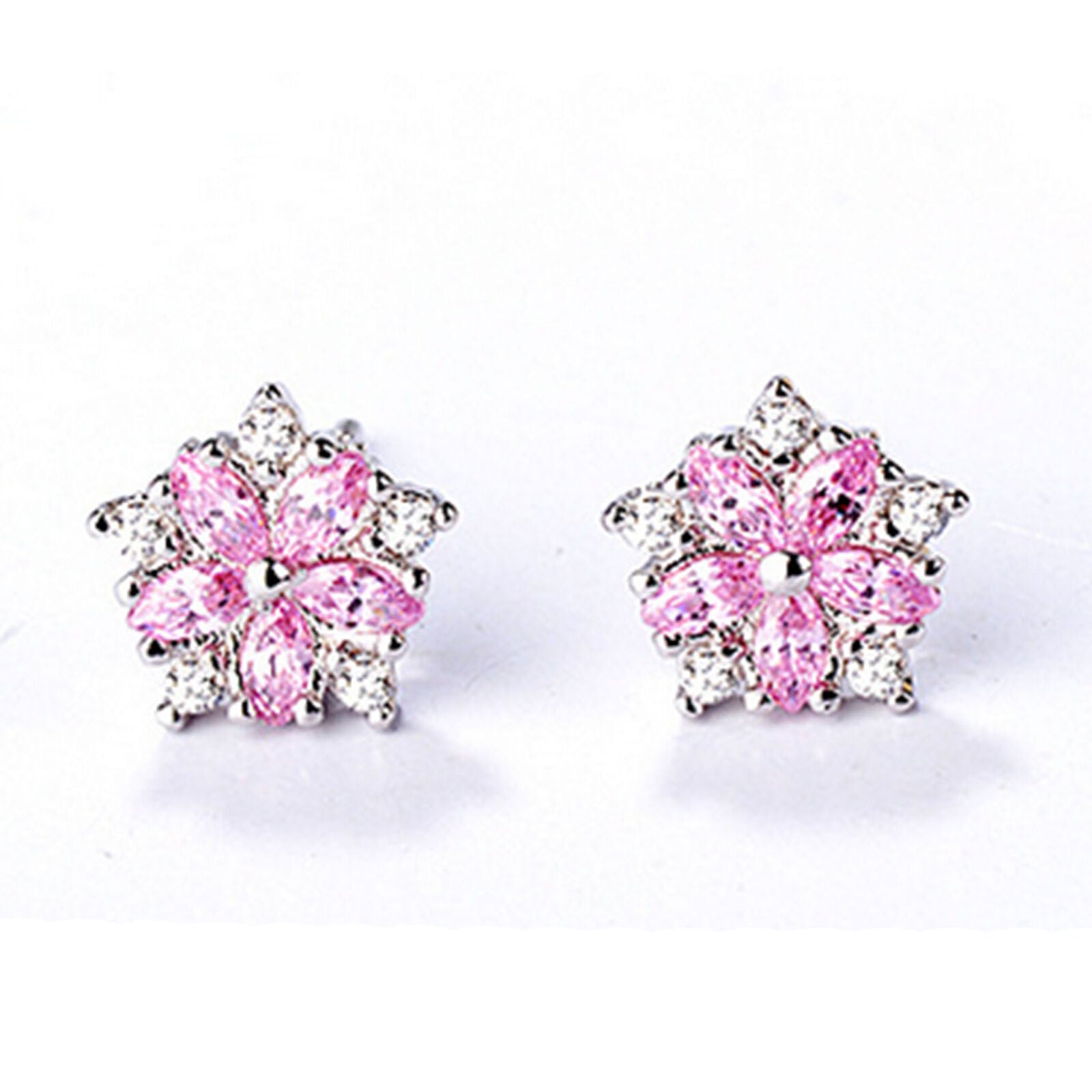 Elegant Fashion Women Lady Flower Crystal Rhinestone Ear Stud Earrings Jewelry