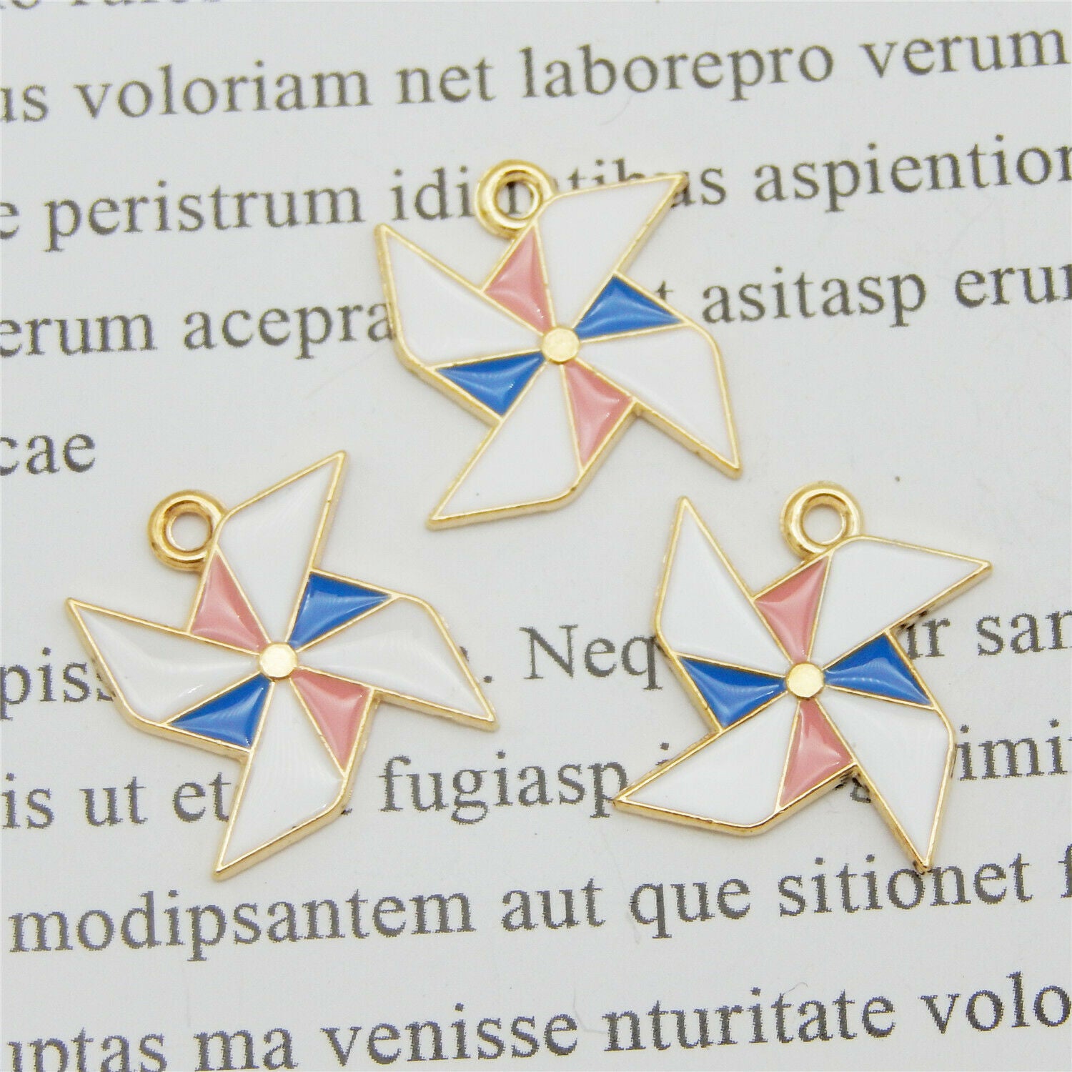 20 pcs Metal Alloy Pinwheel Enamel Charm Pendant Windmill Jewelry Craft 17*15mm