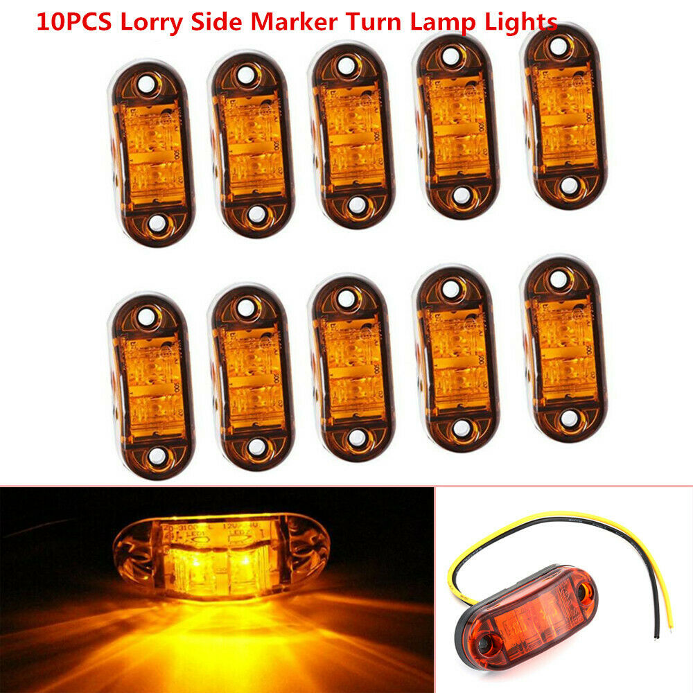 10Pcs Amber 2LED Clearance Trailer Truck Lorry Side Marker Turn Lamp Light Handy