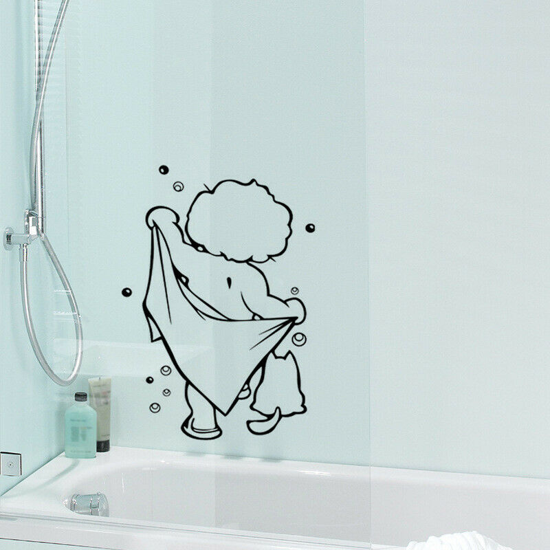 Shower Glass Door Stickers Kids Bathing Wall Stickers Cute Waterproof Rem.l8