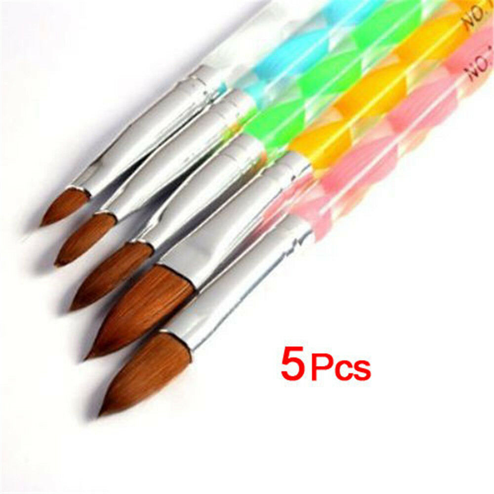 5PCS Acrylic Nail Art UV Gel Carving Pen Brush Liquid Powder No.2 4 6 8 10 ~