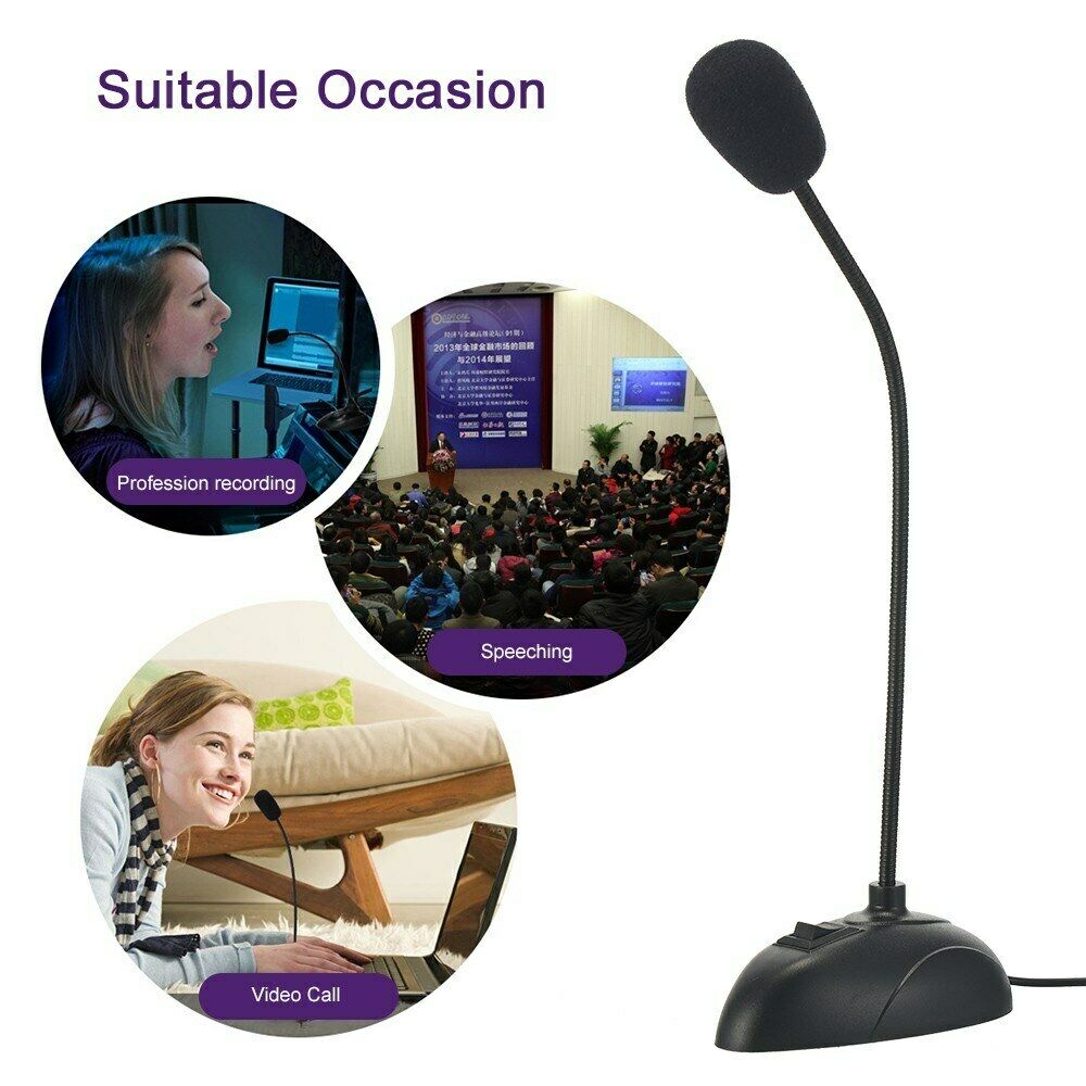 Flexible Stand Mini Studio Speech Microphone 3.5mm Plug Gooseneck Mic Wired for