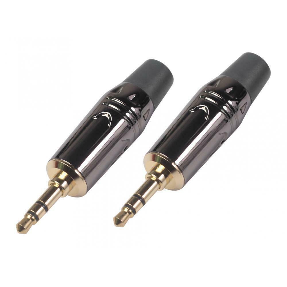 2pcs 3.5mm Stereo Male Solder Plug DIY Earphone Adapter w/ Tail Plug Black