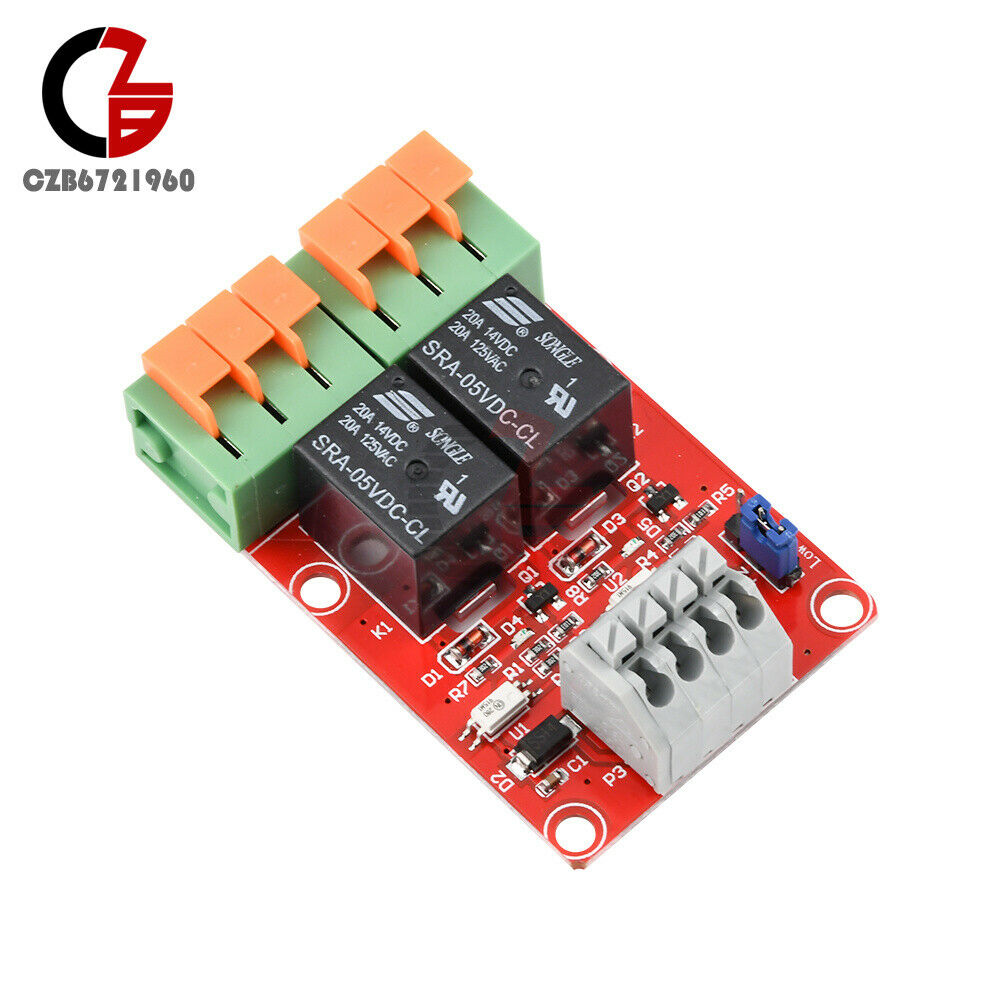 New 5V 20A 2 Channel Relay Control Module Support High And Low Voltage Trigger