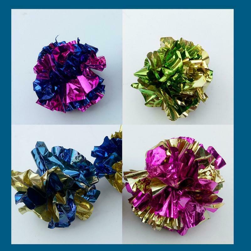12 Pack Crinkle Balls for Cat 3 Variety Color Cat Mylar Paper Ball Double-Color